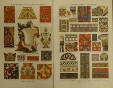 1899 - alter Druck - Ornamente Altertum, Mittelalter, Renaissance, ...